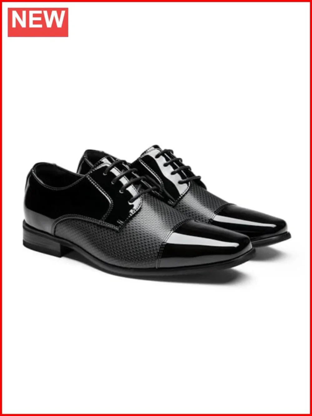 Men's Patent Vegan Leather Oxfords Formal Dress Shoes Lace-up